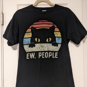Ew. People. Black Cat Graphic T-Shirt